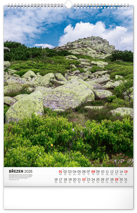 Nástěnný kalendář Národní parky Čech a Moravy 2026, 33 x 46 cm