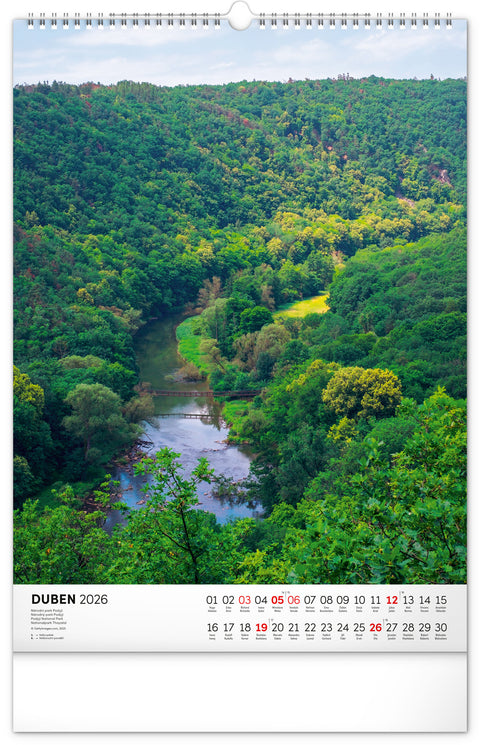 Nástěnný kalendář Národní parky Čech a Moravy 2026, 33 x 46 cm