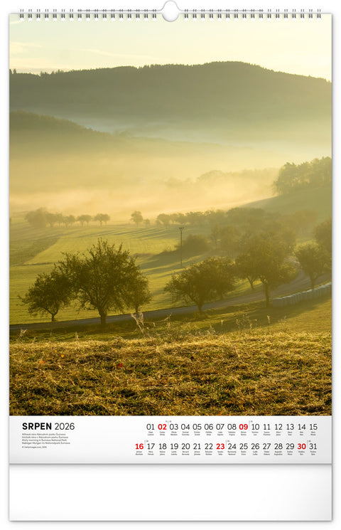 Nástěnný kalendář Národní parky Čech a Moravy 2026, 33 x 46 cm
