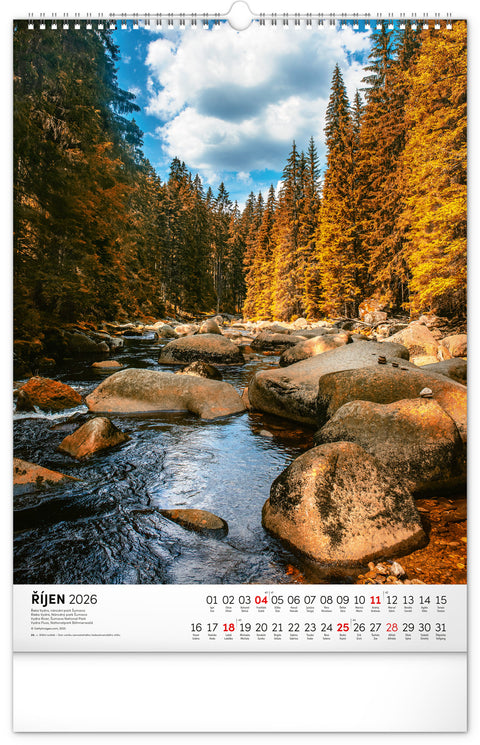 Nástěnný kalendář Národní parky Čech a Moravy 2026, 33 x 46 cm