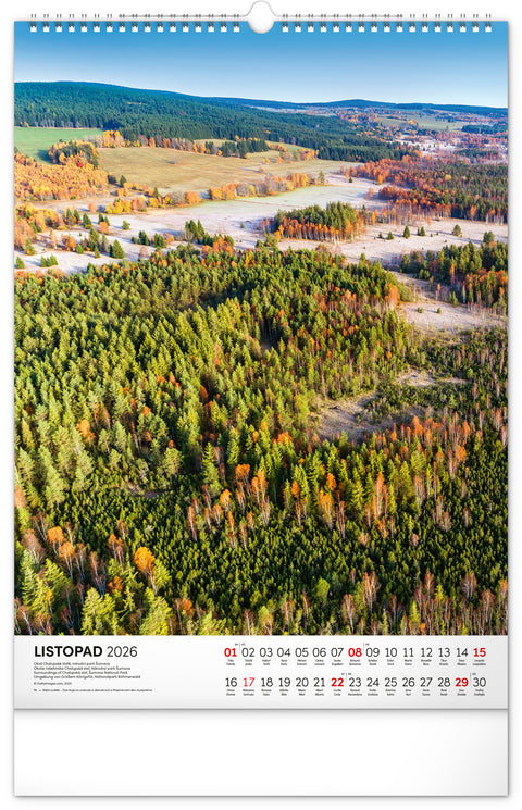Nástěnný kalendář Národní parky Čech a Moravy 2026, 33 x 46 cm