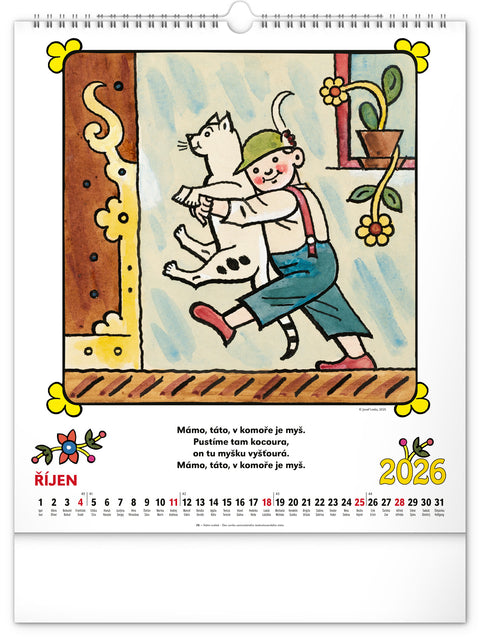 Nástěnný kalendář Josef Lada – Říkadla 2026, 30 x 34 cm