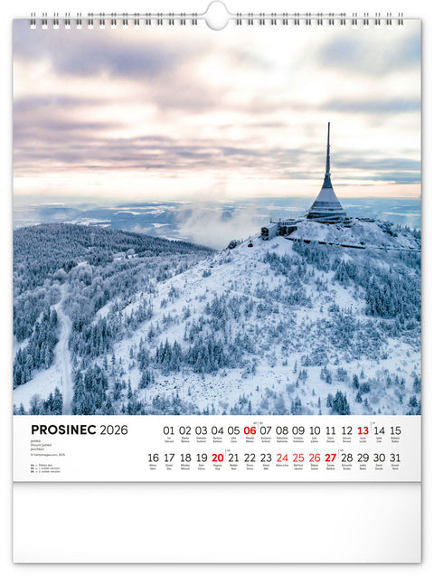 Nástěnný kalendář Toulky českou krajinou 2026, 30 x 34 cm