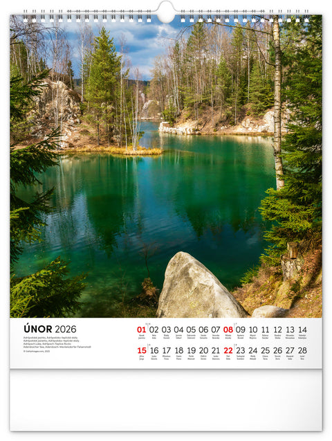 Nástěnný kalendář Vodní království 2026, 30 x 34 cm