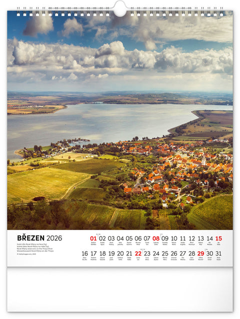 Nástěnný kalendář Vodní království 2026, 30 x 34 cm