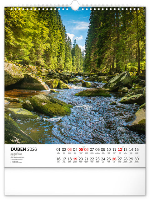 Nástěnný kalendář Vodní království 2026, 30 x 34 cm