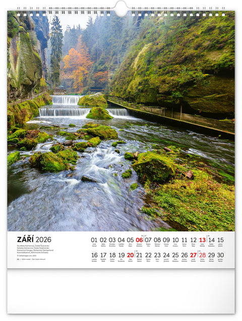 Nástěnný kalendář Vodní království 2026, 30 x 34 cm