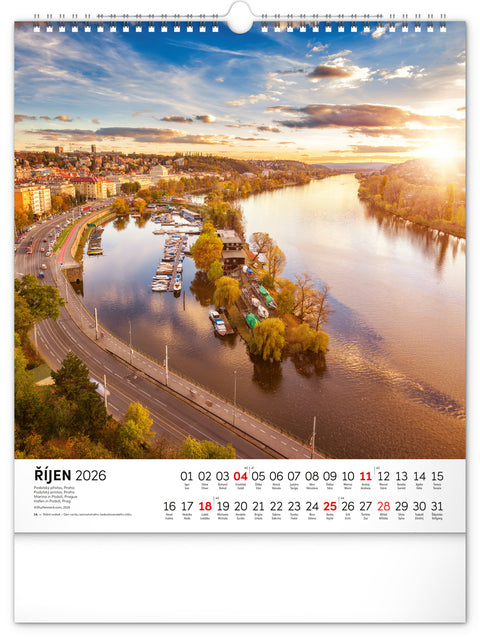 Nástěnný kalendář Vodní království 2026, 30 x 34 cm