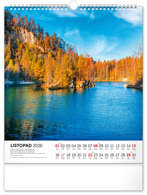 Nástěnný kalendář Vodní království 2026, 30 x 34 cm