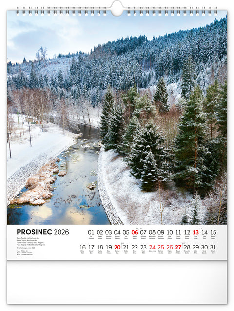 Nástěnný kalendář Vodní království 2026, 30 x 34 cm