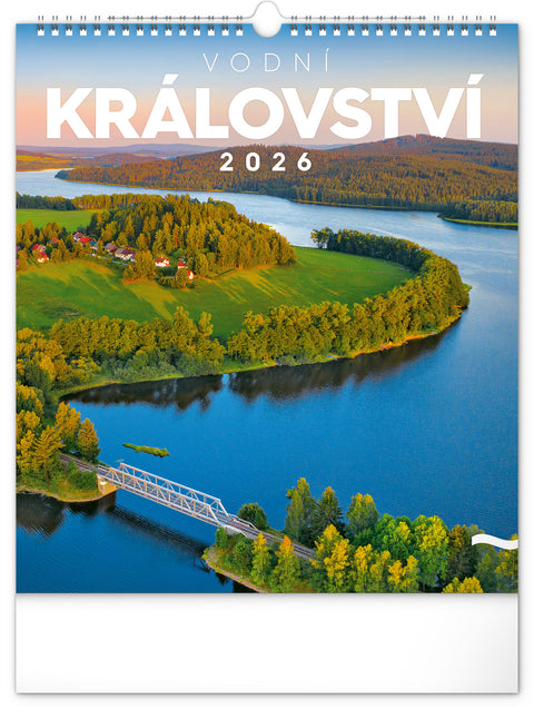 Nástěnný kalendář Vodní království 2026, 30 x 34 cm