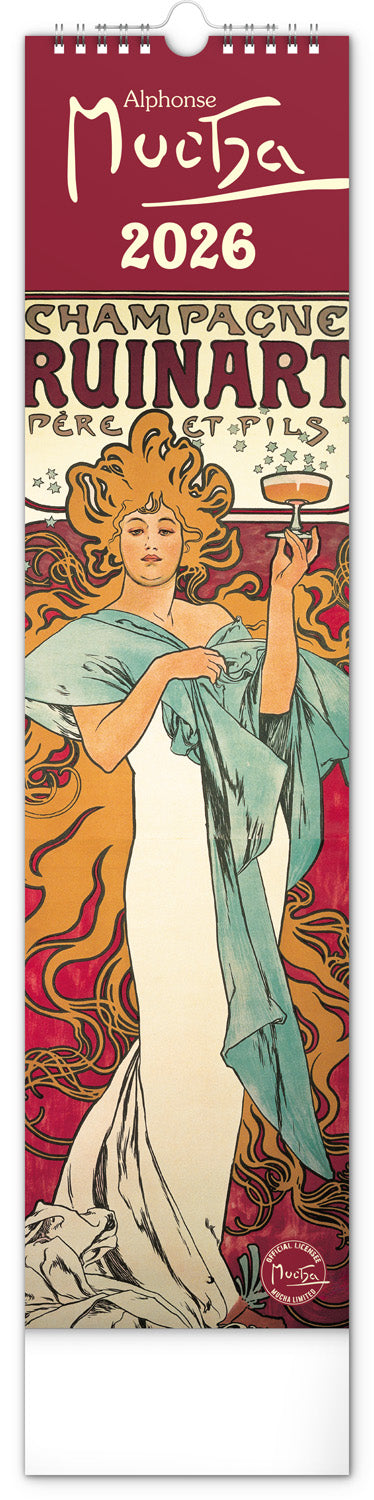 Nástěnný kalendář Alfons Mucha 2026, 12 x 48 cm
