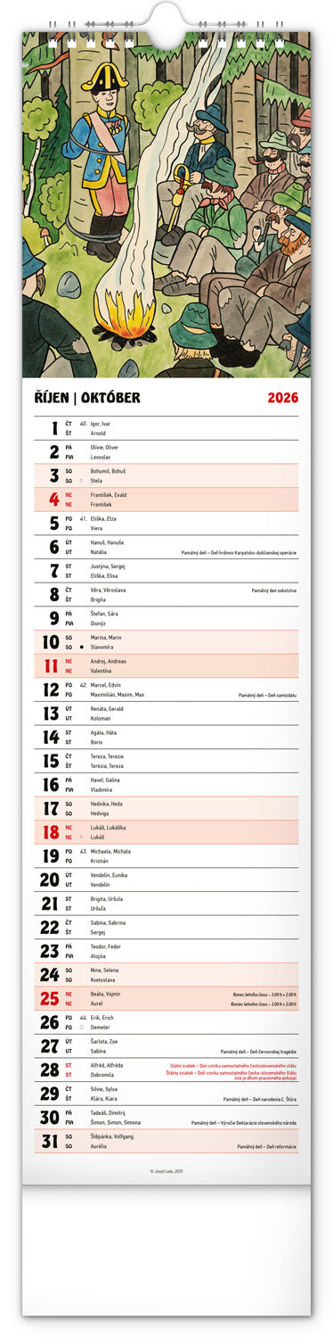 Nástěnný kalendář Josef Lada 2026, 12 x 48 cm