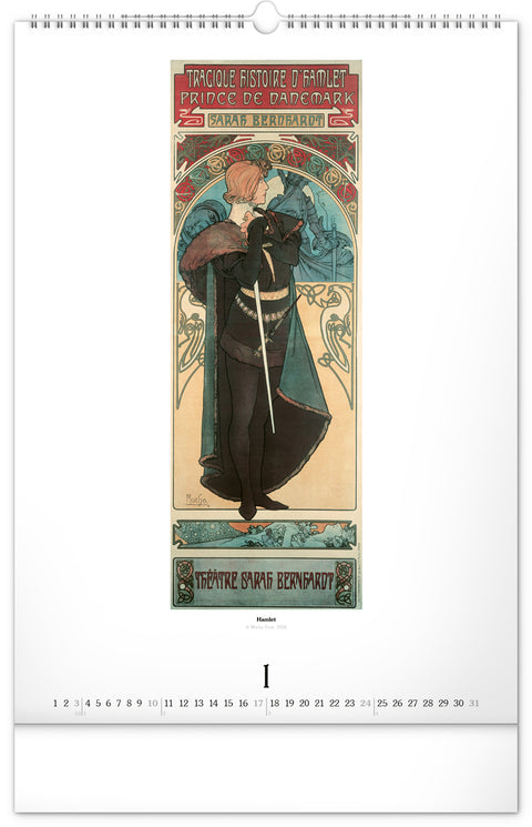 Nástěnný kalendář Alfons Mucha 2027, 33 x 46 cm