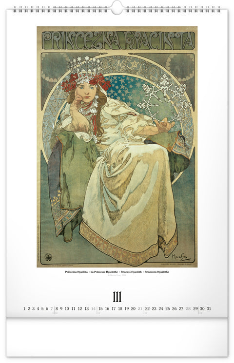 Nástěnný kalendář Alfons Mucha 2027, 33 x 46 cm