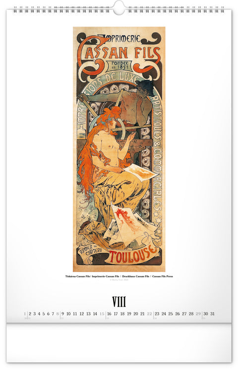 Nástěnný kalendář Alfons Mucha 2027, 33 x 46 cm