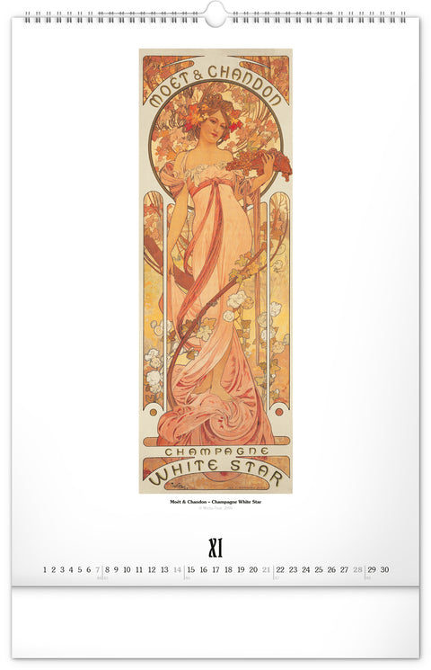 Nástěnný kalendář Alfons Mucha 2027, 33 x 46 cm