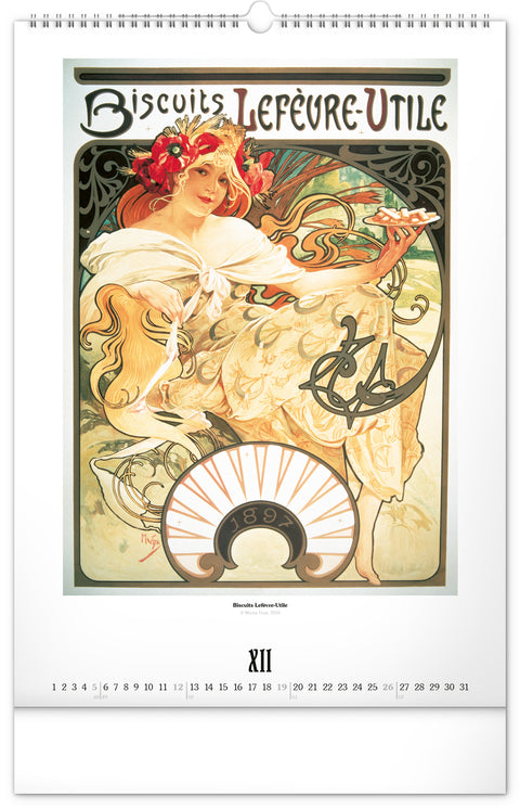 Nástěnný kalendář Alfons Mucha 2027, 33 x 46 cm
