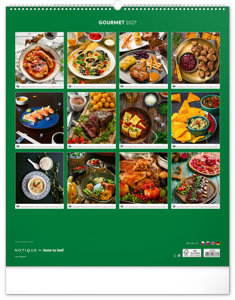 Nástěnný kalendář Gourmet 2027, 48 x 56 cm