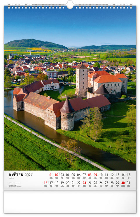 Nástěnný kalendář Hrady a zámky 2027, 33 x 46 cm