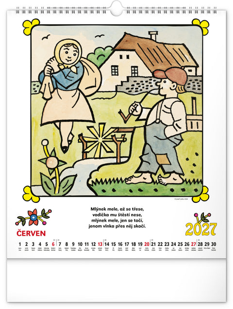 Nástěnný kalendář Josef Lada – Říkadla 2027, 30 x 34 cm