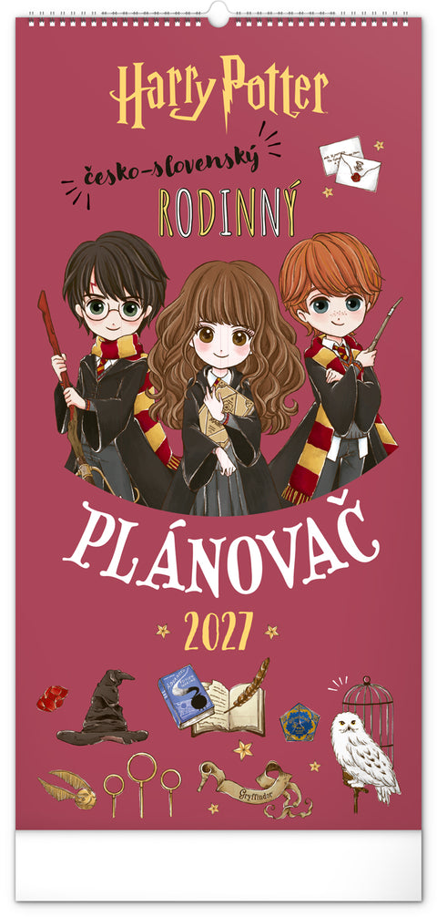 Nástěnný kalendář Rodinný plánovací Harry Potter 2027, 21 x 42 cm