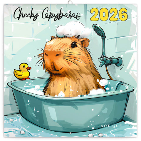 Poznámkový kalendář Rozverné kapybary 2026, 30 x 30 cm