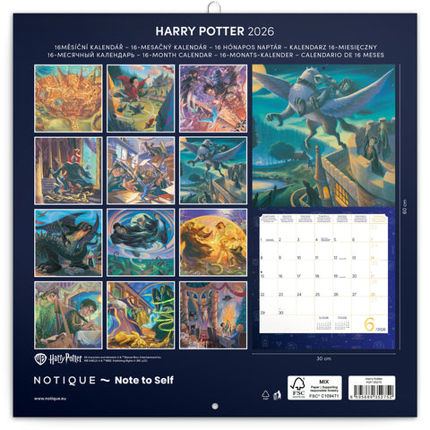 Poznámkový kalendář Harry Potter 2026, 30 x 30 cm
