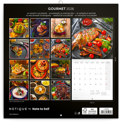 Poznámkový kalendář Gourmet 2026, 30 x 30 cm
