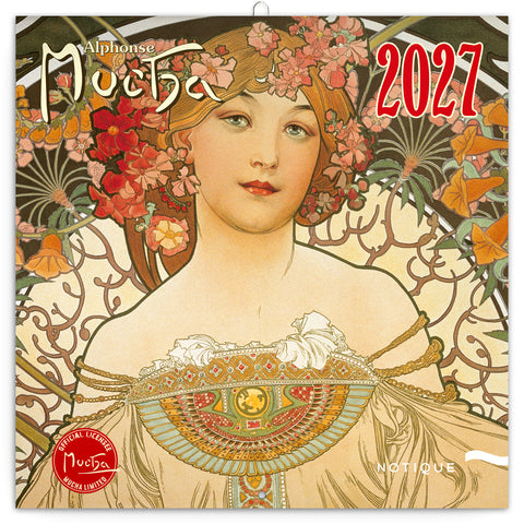 Poznámkový kalendář Alfons Mucha 2027, 30 x 30 cm