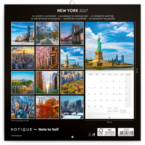 Poznámkový kalendář New York 2027, 30 x 30 cm