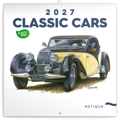 Poznámkový kalendář Classic Cars – Václav Zapadlík 2027, PLASTIC FREE, 30 x 30 cm