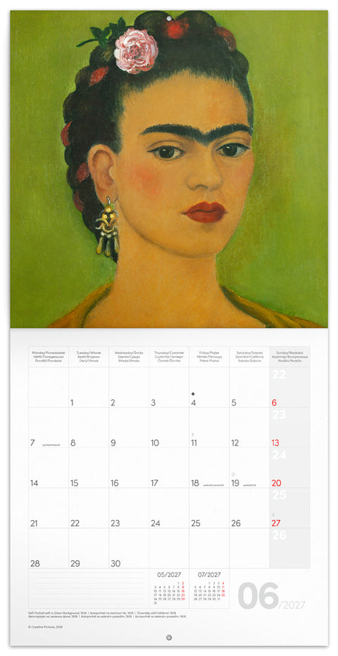 Poznámkový kalendář Frida Kahlo 2027, 30 x 30 cm