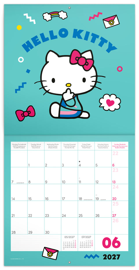 Poznámkový kalendář Hello Kitty  2027, 30 x 30 cm