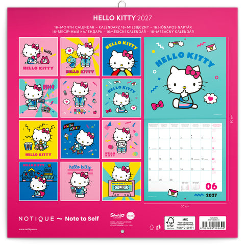 Poznámkový kalendář Hello Kitty  2027, 30 x 30 cm