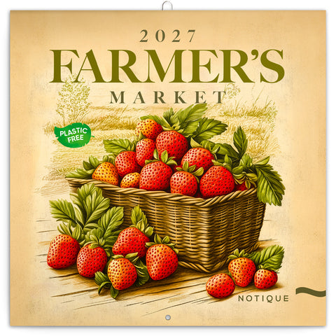 Poznámkový kalendář Farmářské trhy 2027, PLASTIC FREE, 30 x 30 cm