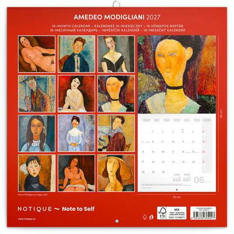 Poznámkový kalendář Amedeo Modigliani 2027, 30 x 30 cm