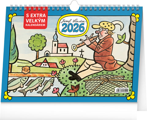 Stolní kalendář Josef Lada s extra velkým kalendáriem 2026, 30 x 21 cm