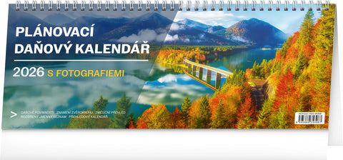 Stolní kalendář Plánovací daňový s fotografiemi 2026, 33 x 12,5 cm