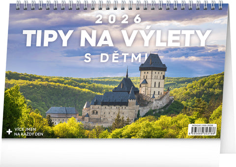 Stolní kalendář Tipy na výlety s dětmi 2026, 23,1 x 14,5 cm