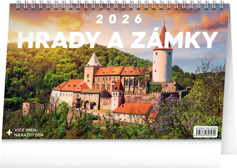 Stolní kalendář Hrady a zámky 2026, 23,1 x 14,5 cm