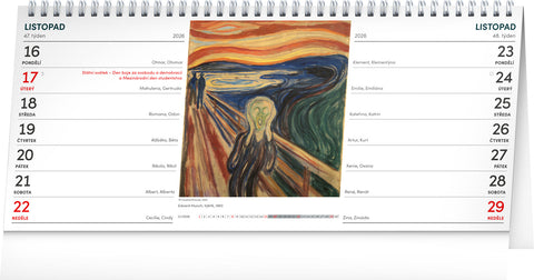Stolní kalendář Umění 2026 – 14denní, 33 x 14,5 cm