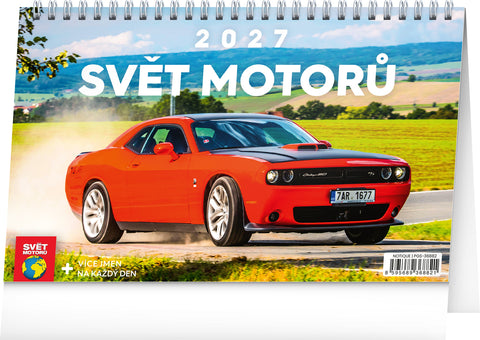 Stolní kalendář Svět motorů 2027, 23,1 x 14,5 cm
