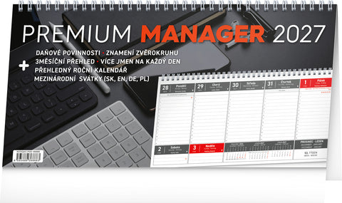 Stolní kalendář Premium Manager 2027, 32 x 16 cm