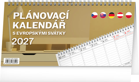 Stolní kalendář Plánovací s evropskými svátky 2027, 25 x 12,5 cm