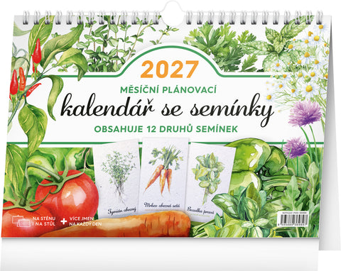 Měsíční plánovací kalendář se semínky 2027, 30 x 21 cm