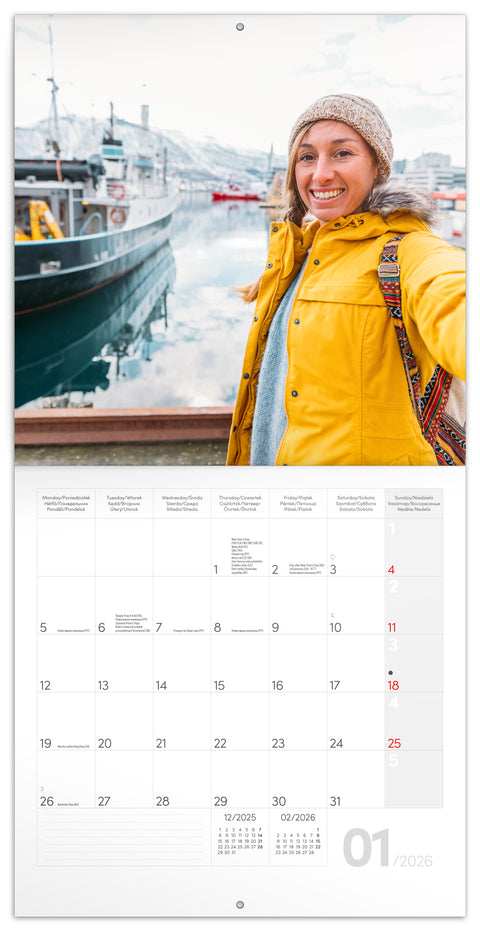 Poznámkový fotokalendář, 30 × 30 cm