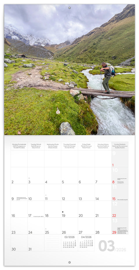 Poznámkový fotokalendář, 30 × 30 cm